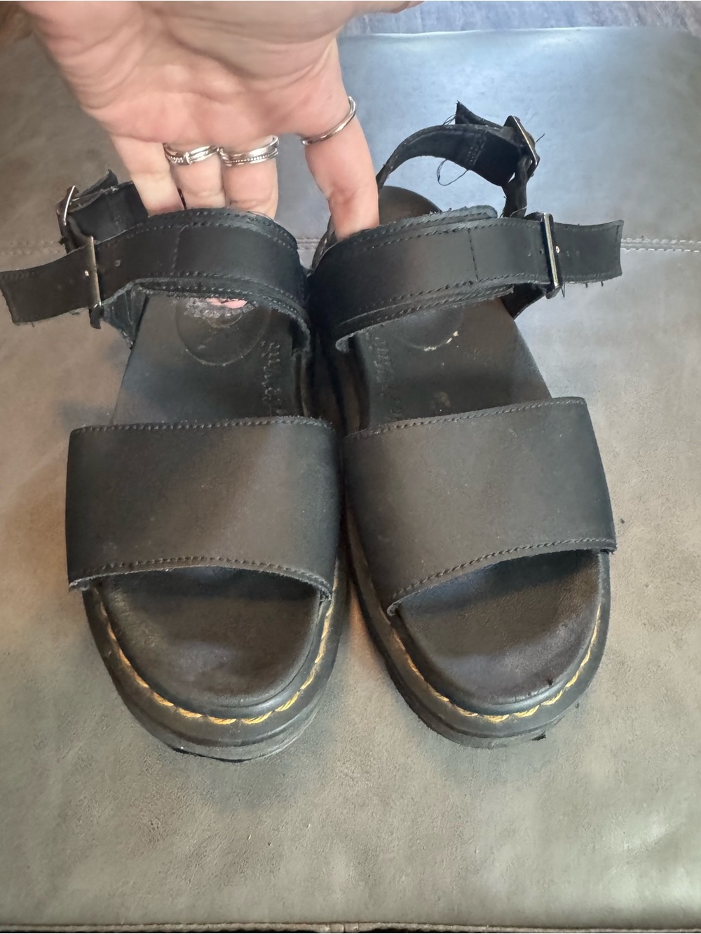 Dr. Martens Black Leather Platform Sandals